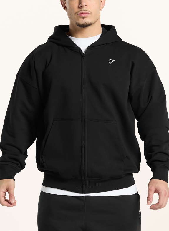 GYMSHARK Veste sweat oversize GFX ATLAS NOIR
