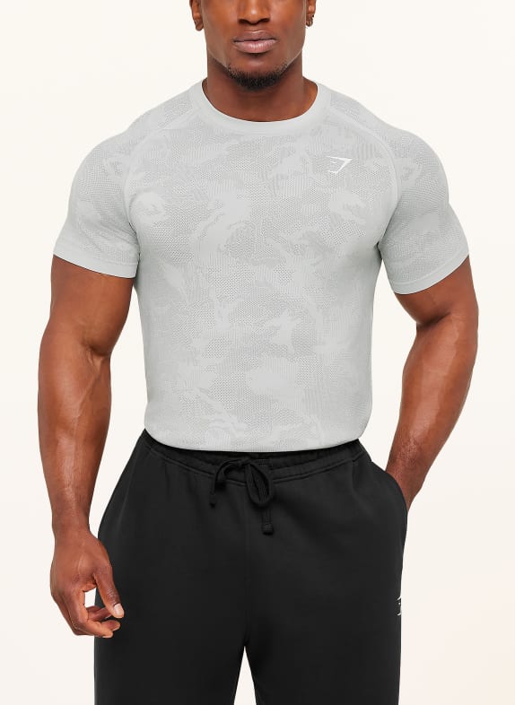GYMSHARK T-Shirt GEO SEAMLESS HELLGRAU / GRAU