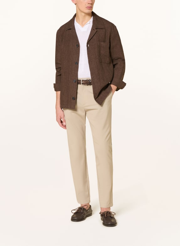 CRUNA Linnen overshirt CARDIFF MARRON FONCÉ