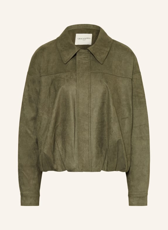 GRACE & MILA Bunda VERVE v koženém vzhledu KHAKI