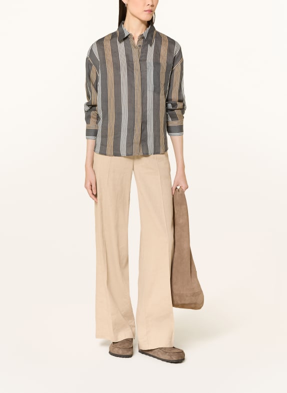 Marc O'Polo Hemdbluse DUNKELGRAU / CAMEL / WEISS