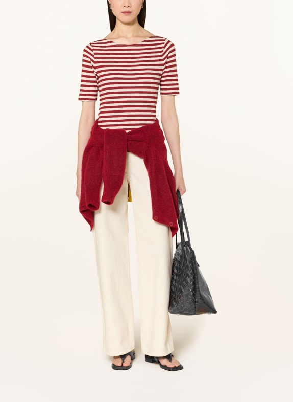 Marc O'Polo T-shirt ECRU / DONKERROOD