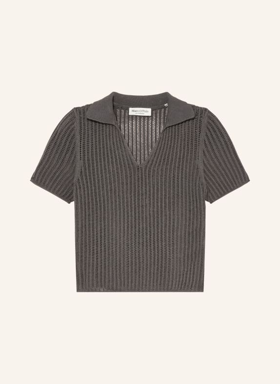 Marc O'Polo Dzianinowa koszulka polo CZIEMNOSZARY