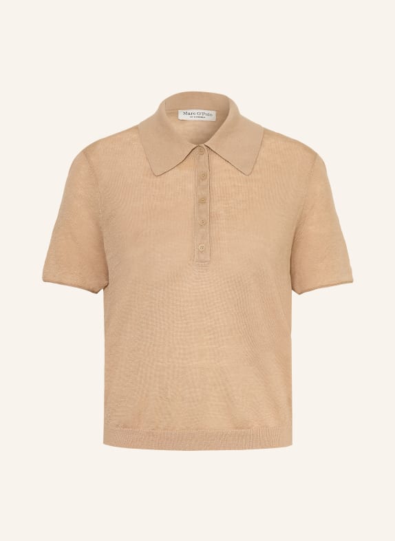 Marc O'Polo Stickad pikétröja i linne KAMEL