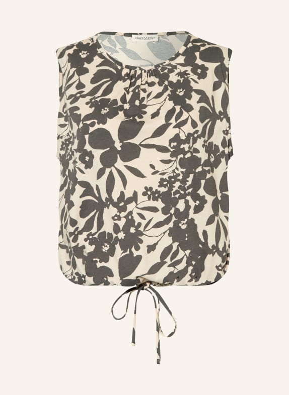 Marc O'Polo Jerseyový top ŠEDÁ / KRÉMOVÁ