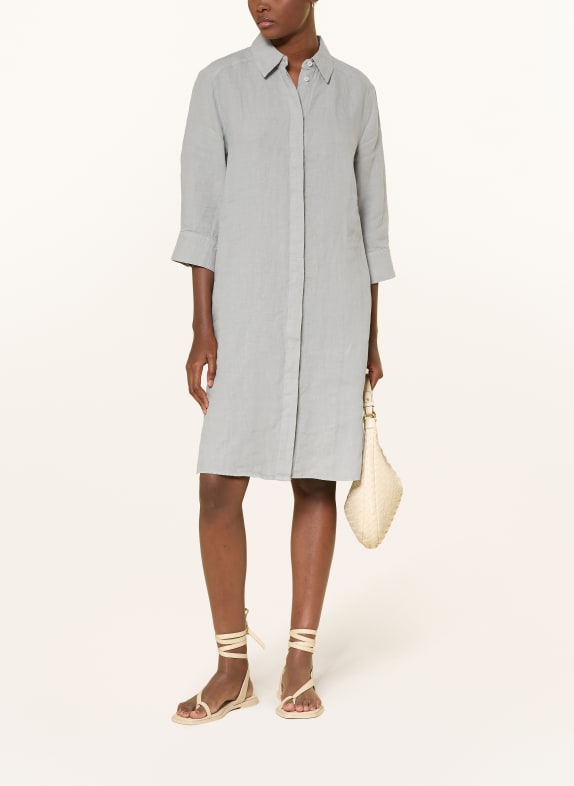 Marc O'Polo Hemdblusenkleid aus Leinen mit 3/4-Arm BLAUGRAU