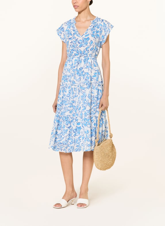 Rails Kleid JUNI mit Rüschen und Leinen WEISS / DUNKELBLAU / BLAU