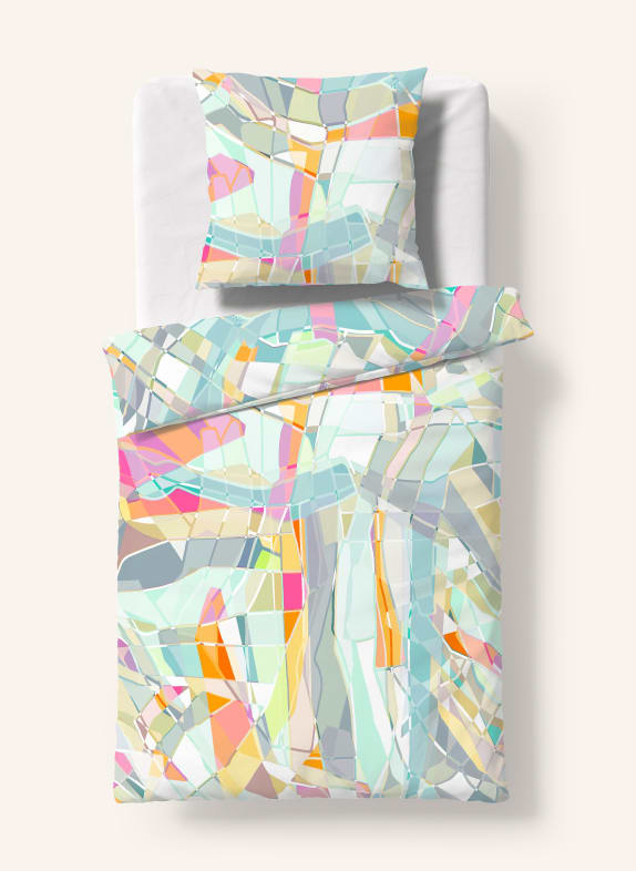 fleuresse Bettwäsche BED ART S GRAU / PINK / ORANGE