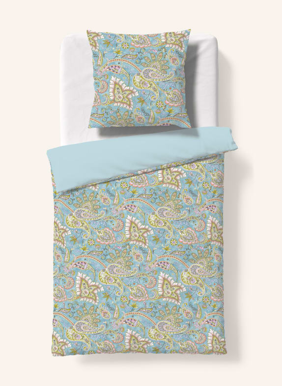 fleuresse Bettwäsche PROVENCE CASSIS zum Wenden HELLBLAU / LACHS / HELLGRÜN