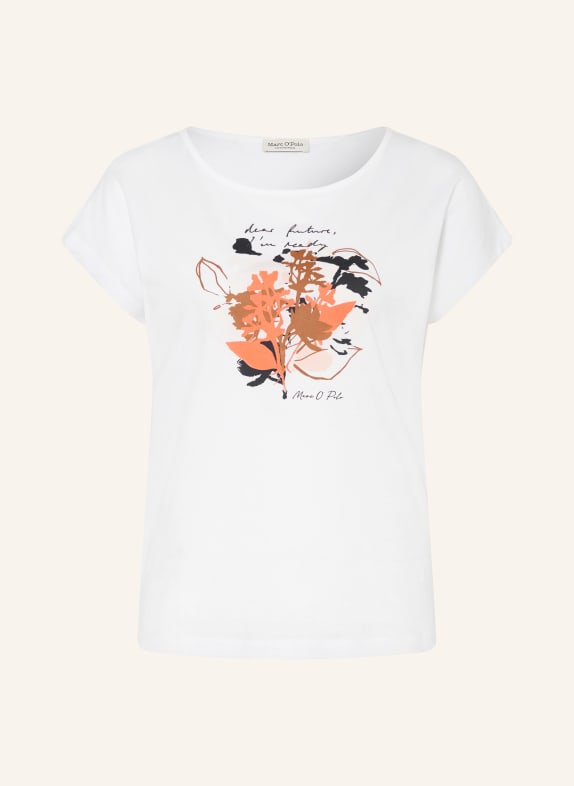 Marc O'Polo T-shirt BLANC / MARRON / ORANGE