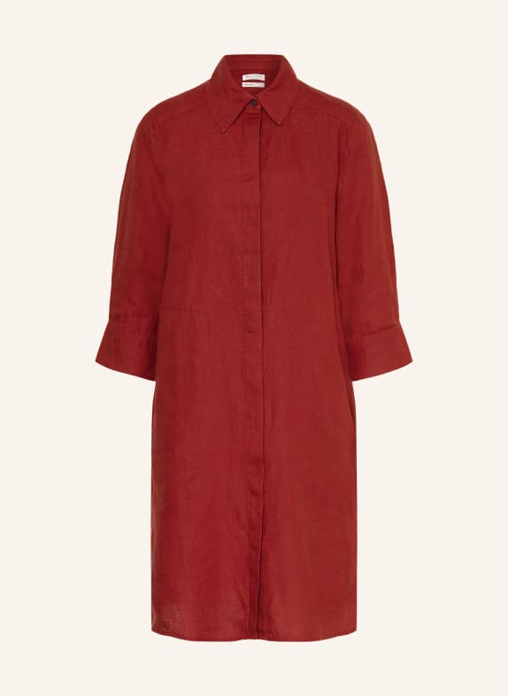 Marc O'Polo Linnen overhemdjurk met 3/4-mouwen DONKERROOD