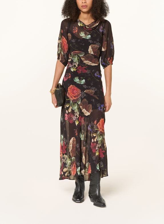 ALLSAINTS Robe TIWA NOIR / LILAS / ROUGE