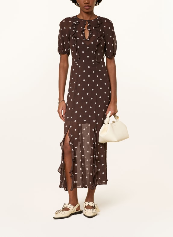 BAUM UND PFERDGARTEN ALARA Dress with Flounces DARK BROWN / WHITE