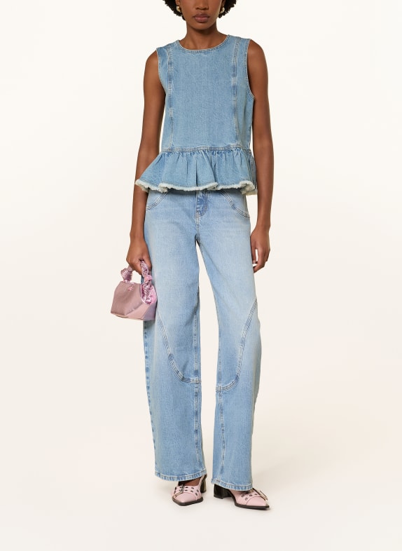 BAUM UND PFERDGARTEN Jeanstop MADINEL met ruches BLAUW
