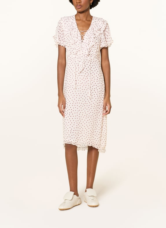 DOROTHEE SCHUMACHER DANCING DOTS dress with flounces WHITE / DARK RED