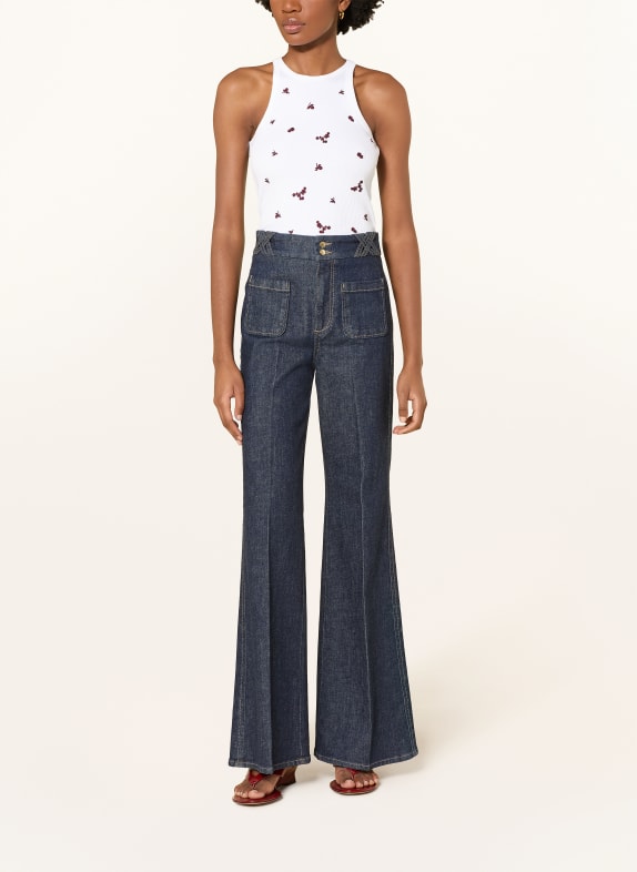 DOROTHEE SCHUMACHER Top RIBBED SEDUCTION WIT / DONKERROOD
