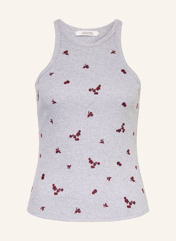 DOROTHEE SCHUMACHER Top RIBBED SEDUCTION GRIJS / DONKERROOD