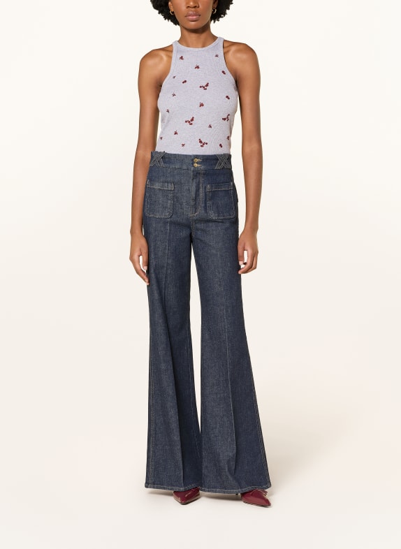 DOROTHEE SCHUMACHER Top RIBBED SEDUCTION GRIJS / DONKERROOD