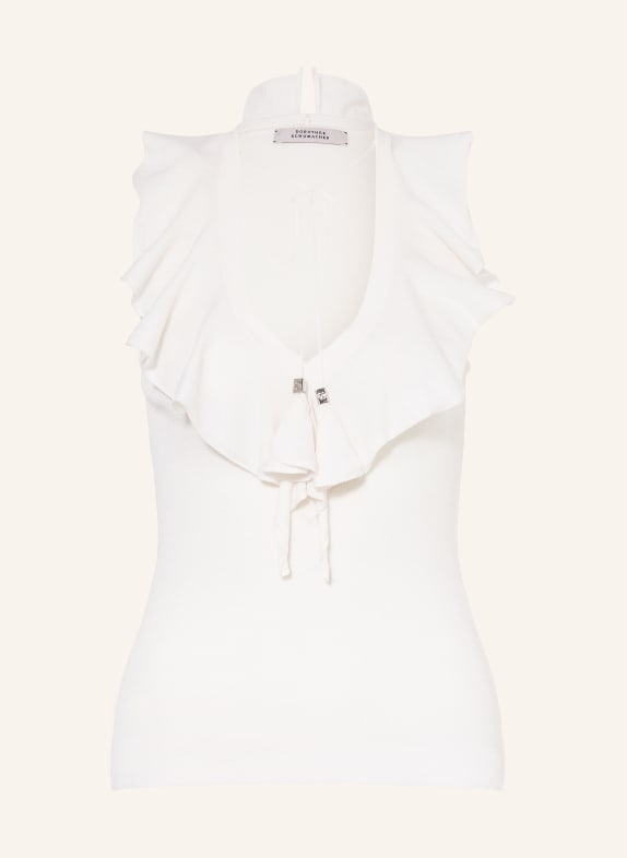 DOROTHEE SCHUMACHER Gebreide top REFINED ESSENTIALS met volants CRÈME