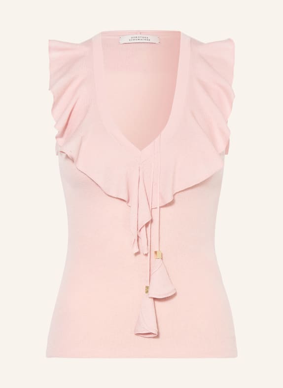 DOROTHEE SCHUMACHER Gebreide top REFINED ESSENTIALS met volants ROSÉ
