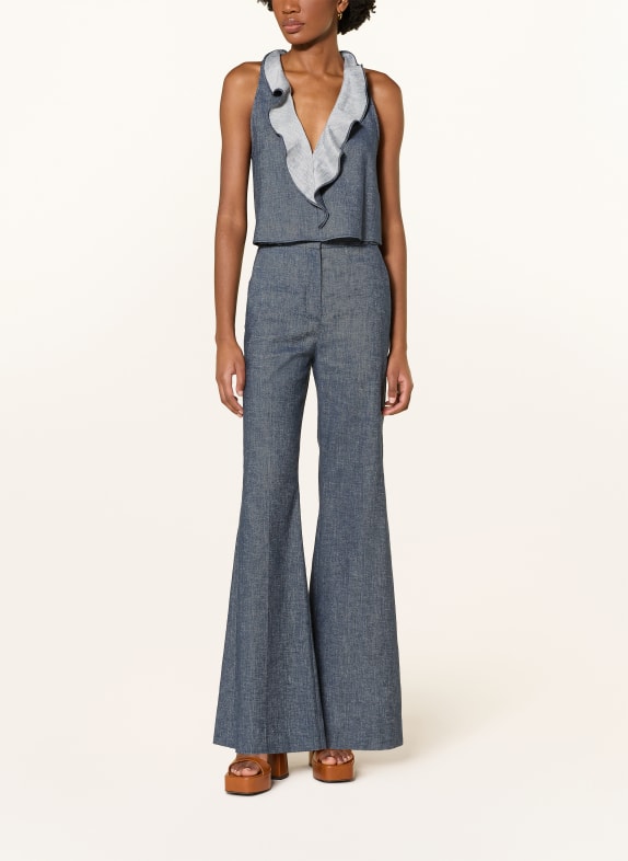DOROTHEE SCHUMACHER Blouse FLUID DENIM met linnen BLAUW