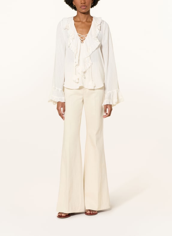 DOROTHEE SCHUMACHER Blouse SOFT STRIPES met volants en ruches WIT