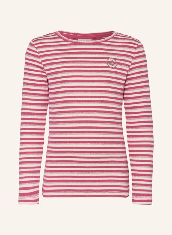 s.Oliver RED Longsleeve mit Glitzergarn PINK / WEISS