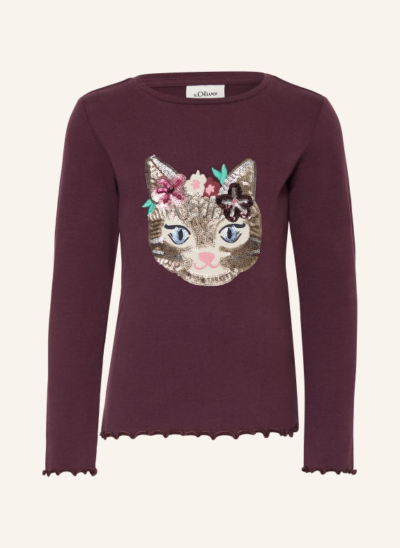 s.Oliver RED Longsleeve mit Pailletten DUNKELLILA / SILBER / ALTROSA