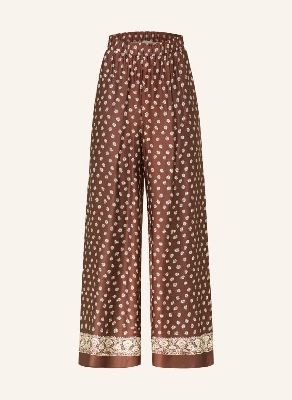 CLAUDIE PIERLOT Marlenehose aus Satin BRAUN / HELLBRAUN
