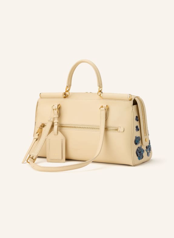 DOLCE & GABBANA Handtasche VITTORIA MEDIUM mit Pailletten CREME / DUNKELGRAU / BLAU