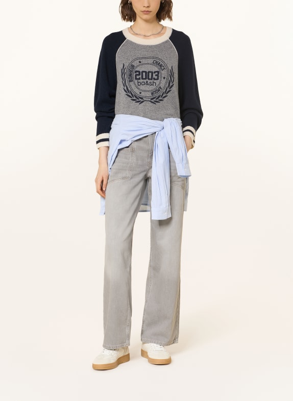 ba&sh Cashmere-Pullover COLLETTE DUNKELBLAU / CREME / GRAU