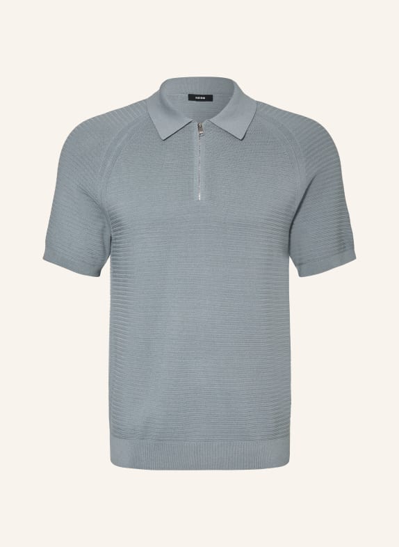 REISS Strick-Poloshirt ESTATE BLAUGRAU