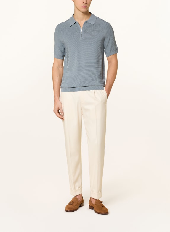 REISS Strikket poloshirt ESTATE BLÅGRÅ