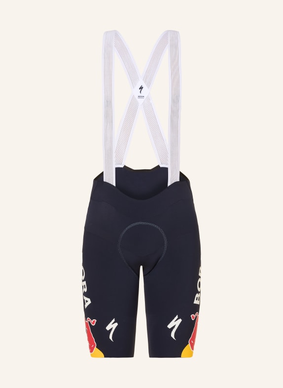 SPECIALIZED Radhose RED BULL-BORA-HANSGROHE mit Trägern und gepolstertem Einsatz DUNKELBLAU