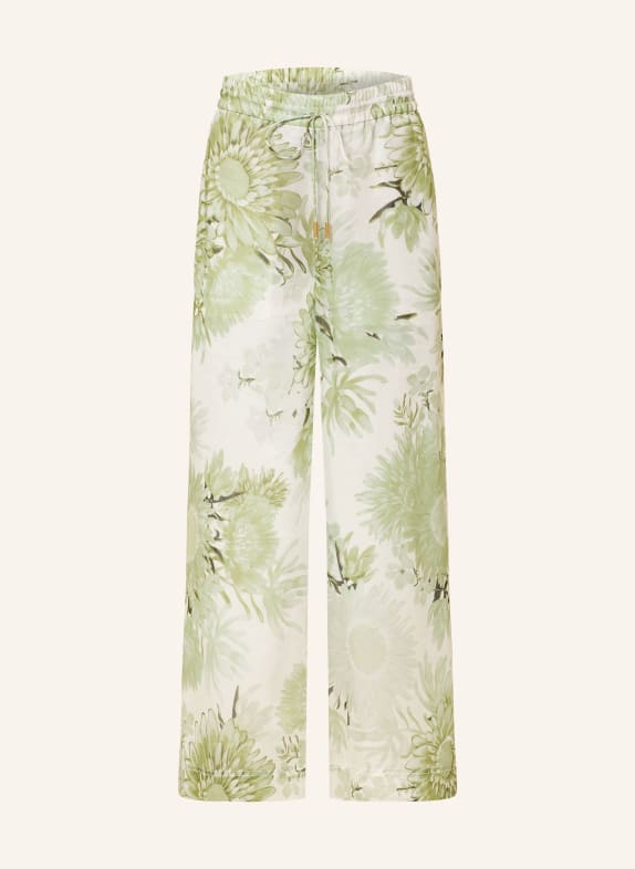 Aje. Spodnie ADINA z lnu ZIELONY / ECRU