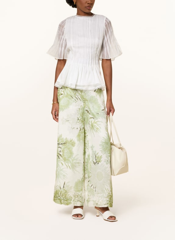 Aje. Blouse ANGELI met 3/4-mouwen en plooien WIT