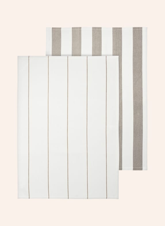 blomus Lot de 2 torchons TAULO BLANC / MARRON