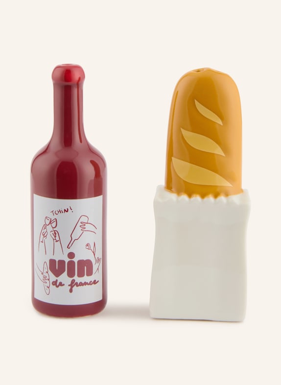 fluid MARKET Zout- en peperstrooier BAGUETTE &amp; WINE COGNAC / CRÈME / DONKERROOD