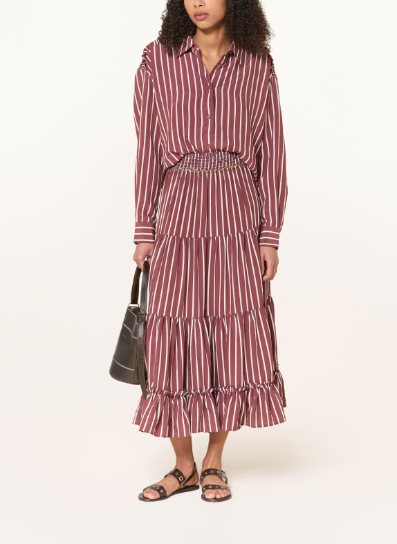CLAUDIE PIERLOT Hemdbluse mit Rüschen DUNKELROT / WEISS