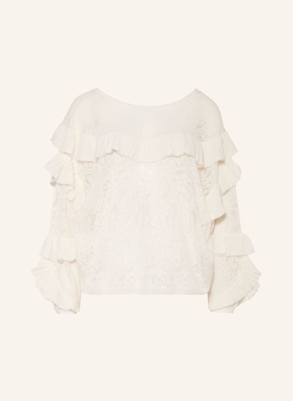 ba&sh Pullover LUCAS mit Rüschen WEISS