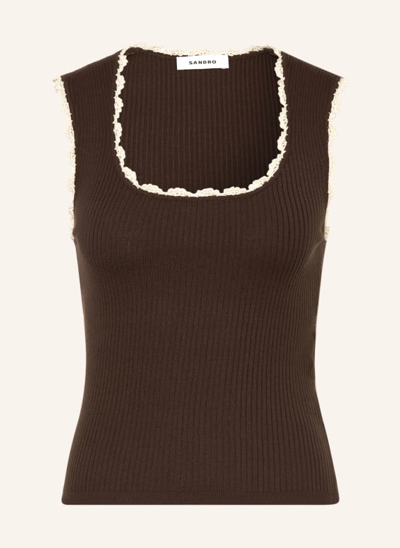 SANDRO Top CIEMNOBRĄZOWY / KREMOWY