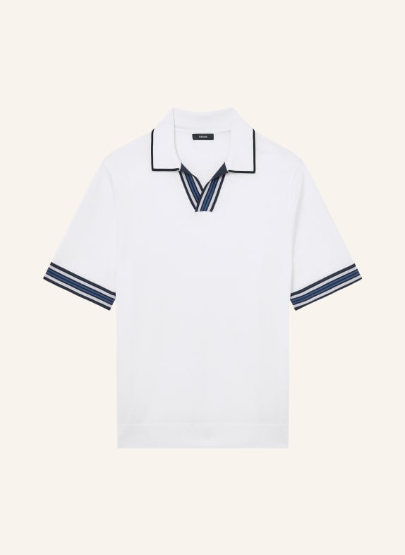 REISS Strick-Poloshirt POOLE WEISS / BLAU / SCHWARZ