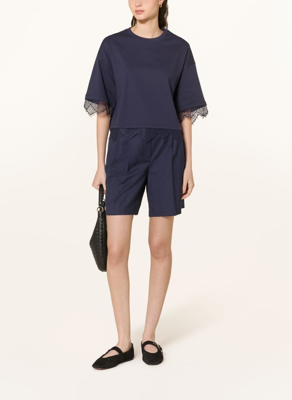 Smith & Soul T-shirt met kant DONKERBLAUW