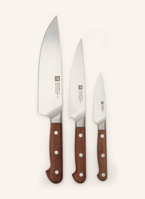 ZWILLING 3-tlg. Messer-Set DUNKELBRAUN / SILBER