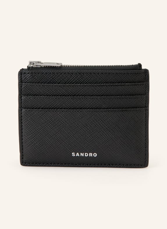 SANDRO Saffiano-Kartenetui SCHWARZ / SILBER