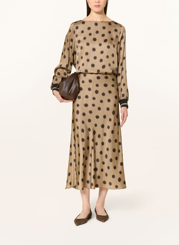 MARC AUREL Bluse i satin TAUPE / SORT