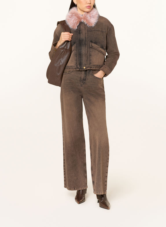 MARC AUREL Džínová bunda s odnímatelným límcem 700020 brown denim