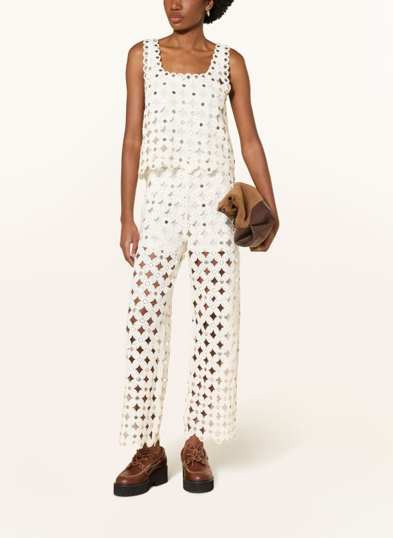 maje Strickhose mit Nieten WEISS / SILBER / GOLD