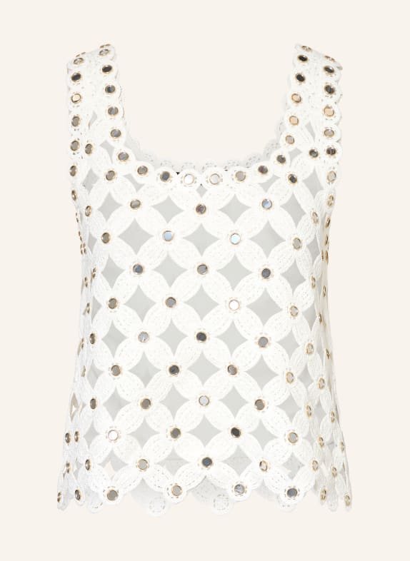 maje Stricktop mit Nieten WEISS / SILBER / GOLD