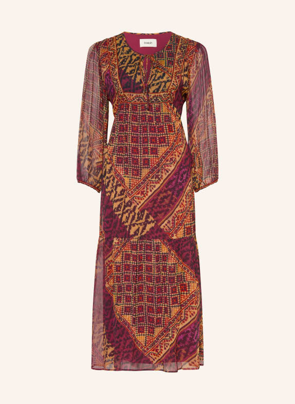 ba&sh Kleid ORIA mit Rüschen DUNKELLILA / DUNKELROT / DUNKELORANGE